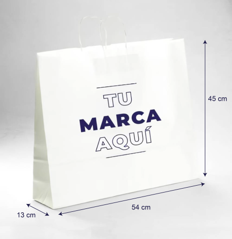 Bolsas papel blancas con asas baratas 54x45x13