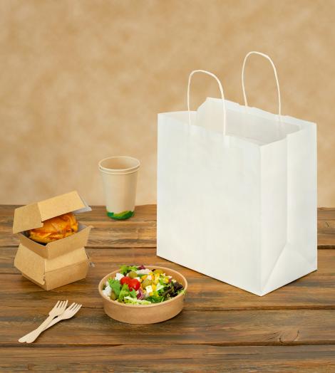 Bolsas blancas take away con comida