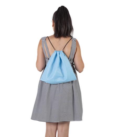 Mochila azul de cuerdas de tejido reciclado  37x42