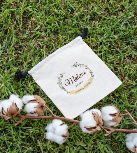 Sacos de algodón orgánico para regalos de comunión 150 g 16x16