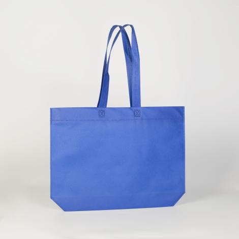 Bolsas de tela reciclada con asas largas y huelle en base azules