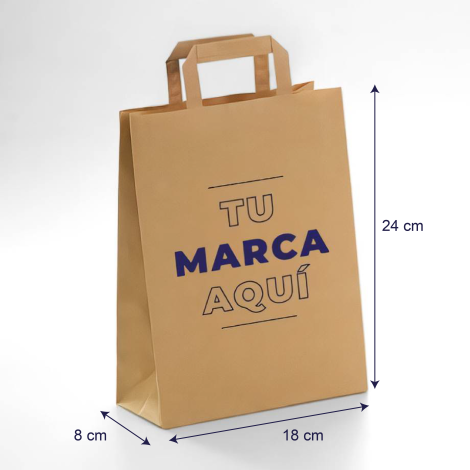 Bolsas con asas planas kraft baratas 18x24x8