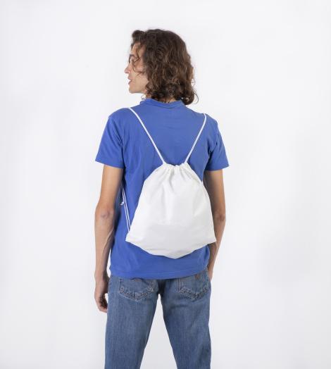 Mochila de cuerdas de tejido reciclado color blanco 37x42