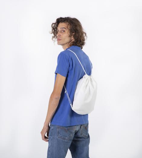 Mochila de cuerdas de tejido reciclado blanco 37x42