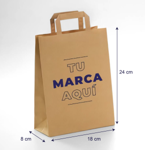 Bolsas de papel con asas planas kraft baratas 18x24x8